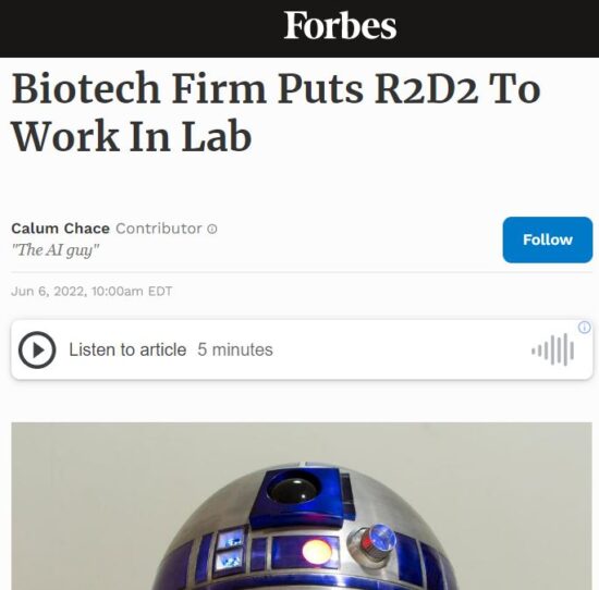 Biotech firm puts R2D2 to work in lab