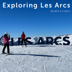 Skiers enjoying perfect snow conditions at Les Arcs in the French Alps.